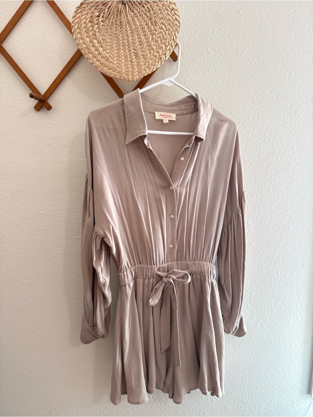 Peach Love California Taupe Button-Front Romper